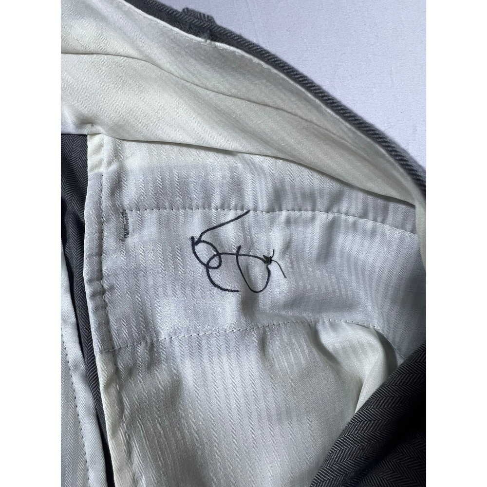 Lauren Ralph Lauren Men's 44x32 Gray Herringbone Pleated Cuffed Dress Pants - Picture 4 of 9
